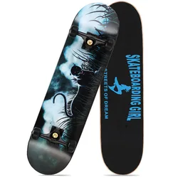 Double Kicktail Cruiser Skateboard Rocker Board Teenager Adult Maple 4Wheel Sidewalk Skating Street 6 Colors Matte Surface Board