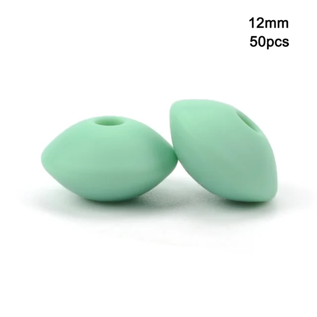LOFCA 50pcs 12mm Silicone Lentil Beads Baby Teething Beads BPA-Free Food Grade Making Baby Oral Care Pacifier Chain  Accessorise mint