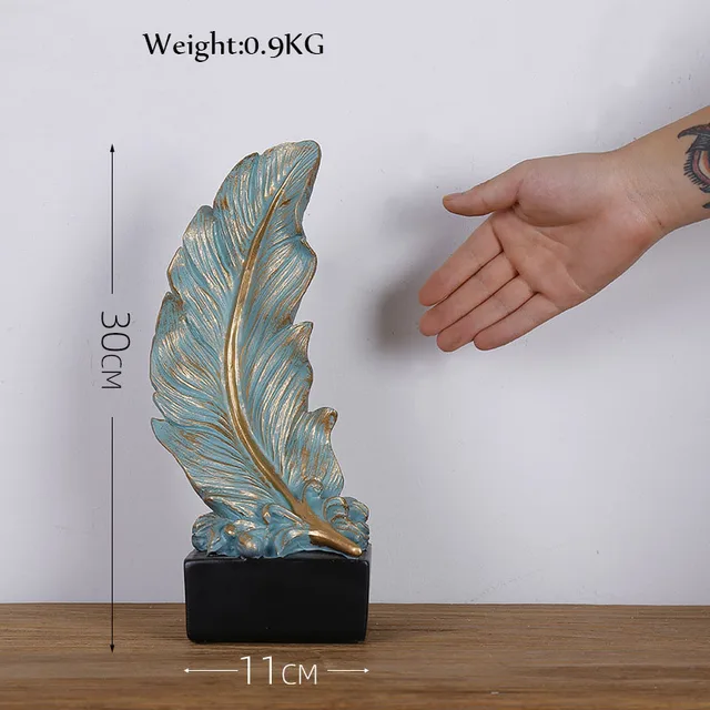 Feather Sculpture Office Decoration Room Living Room Entrance TV Cabinet Wine Cabinet Creative Resin Crafts Decoration Gift Style4