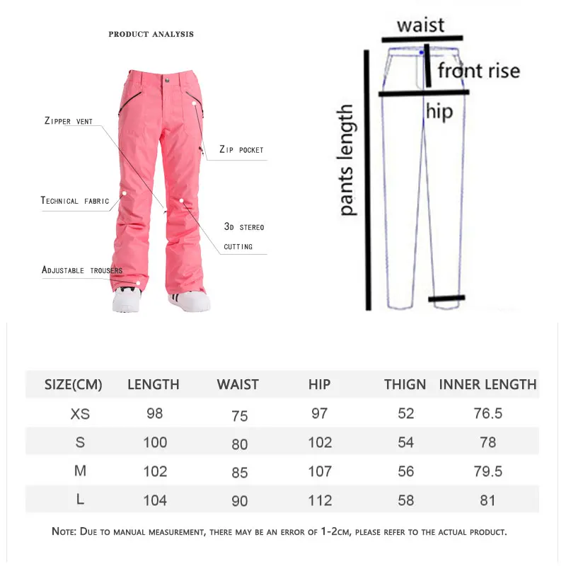 GSOU зимние лыжные штаны для женщин, водонепроницаемые, дышащие, для похудения, брюки для сноуборда, зимние, для спорта на открытом воздухе, горные лыжи, одежда