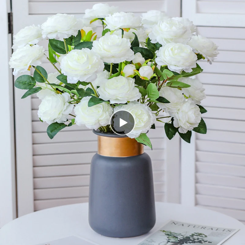 Silk Peony Flower Ball Bouquet Fake Artificial Flowers for Home Garden Weding Decoration DIY Craft Wreath Christmas flores secas