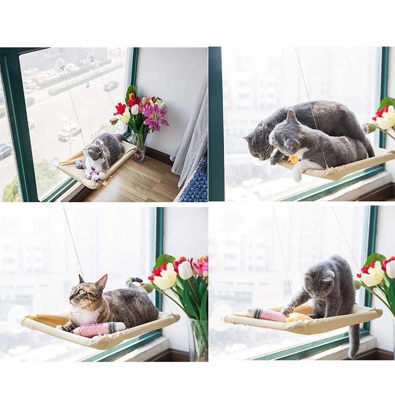 Cat Hammock, Cat Window Perch Sunny Seat with Suction Cups Cat Bed Saving Space All Around 360°Sunbathe for Cats