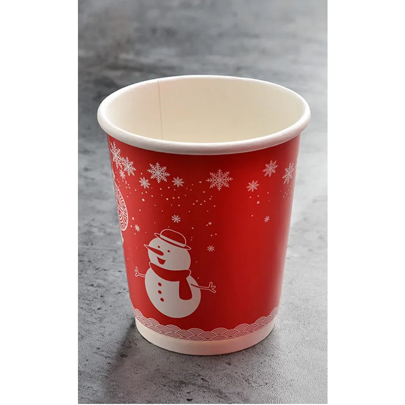 Gobelets en papier à double paroi rouge, gobelets de noël, gobelets jetables  bonhomme de neige, emballage de fête, lait, thé, café, soja, 50 pièces -  AliExpress