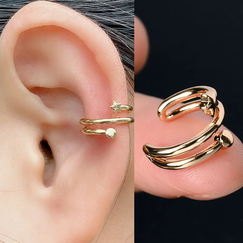 1 Pc Stackable Cuff Wrap Clip On Earrings Women Girls Climber Ear Cartilage Bone Clips Fake Earing Non Piercing Without Holes 