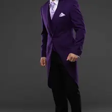 Man Purple Tailcoat Suit Formal Wedding Groomsman Suit Jacket Pants Vest Custom Two Pieces