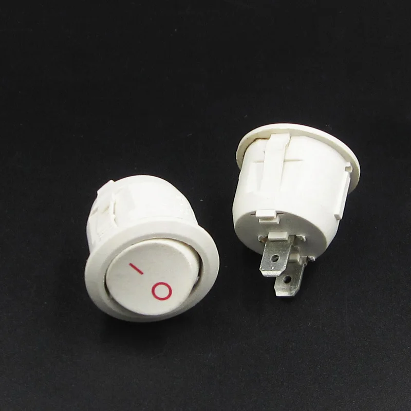 10 шт. KCD1-105 AC 6A 10A 250V Вкл/Выкл кнопка SPST Круглый Лодка Кулисный Переключатель белый
