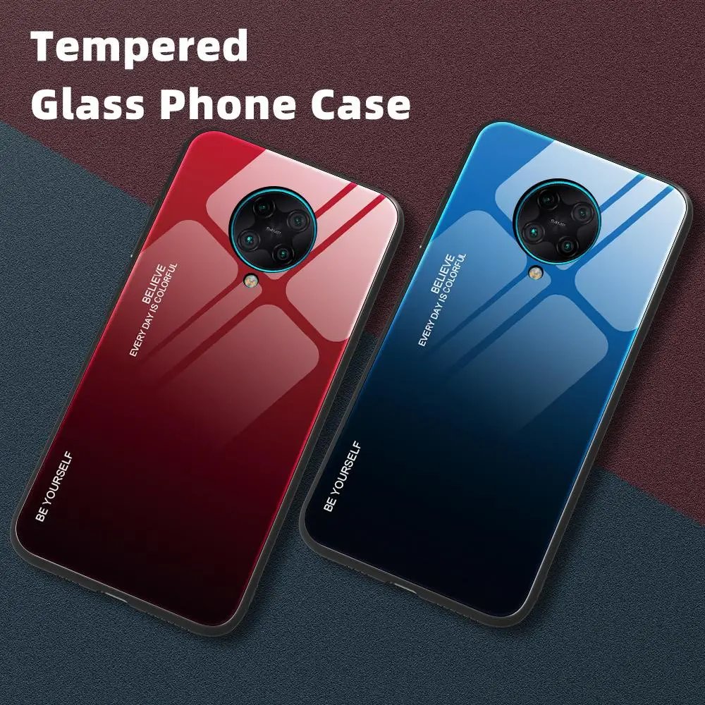 Градиентный чехол для телефона Xiaomi Mi9 8 Lite CC9E цветной из закаленного стекла Redmi Note 7