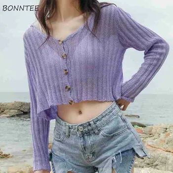 

Cardigan Women V-neck Short Sweet Slim Single Breasted Casual Lazy Korean Style Solid Elegant Sexy Knitting Leisure Womens Daily