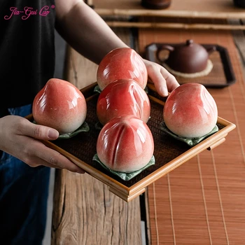

JIA-GUI LUO Tea Caddies Peach Style Ceramic Tea Organizer Tea Tins Coffee Storage Tea Box Tea Storage Tea Container D069