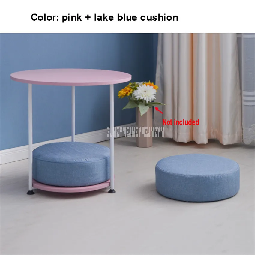 55 см нордический круглый стол с 2 шт напольные подушки для сидения современный простой дизайн чайный журнальный столик деревянный Настольный кронштейн из углеродистой стали - Цвет: pink