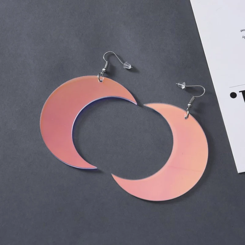 New Gothic Big Dream Color Crescent Acrylic Earrings For Women Girl Fashion witch Magic Moon Statement Dangle E19152 | Украшения и