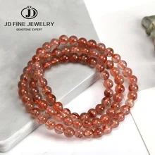 JD 4-5/6-7 мм натуральный камень Гладкий Круглый красный облако кварцевые бусины браслет 54 см длиннее эластичный кварцевый браслет ювелирные изделия для женщин