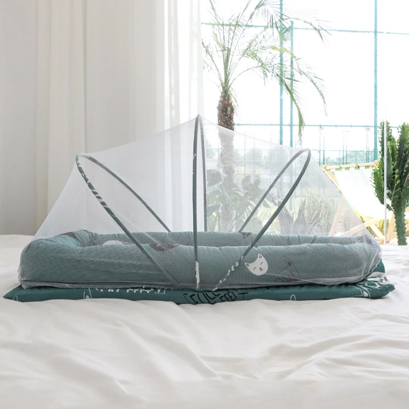 Cotton Baby Bed with Mosquito Net Portable Bionic Bed Removable Bed Folding Mosquito Net Bed