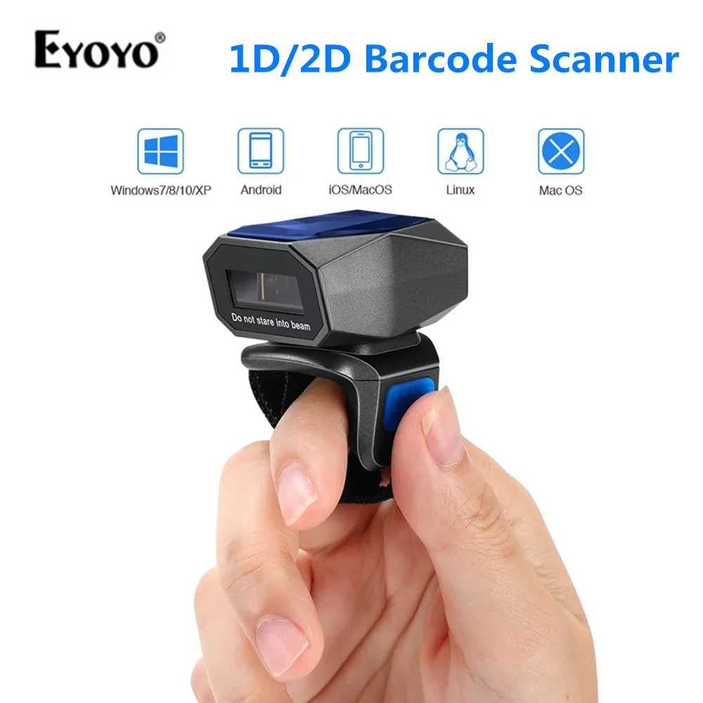Eyoyo 2.4G Wireless Bluetooth 2D-Barcode-Scanner 1D QR-Fingerscanner für iPhone 