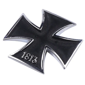 

Black Silver 1813 Germany Iron For Cross Car-styling 3D Chrome Metal Malta Virtue Cross car stickers Emblems Decorations