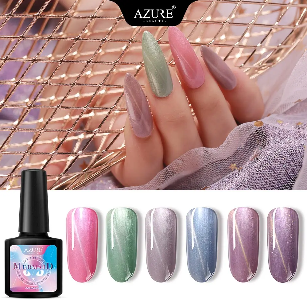 

Azure Beauty 2PCS/LOT Mermaid Cat Eyes Gel Soak Off UV Chameleon Magnetic Nail Gel Varnish Semi Permanent Gel Need Magnet Stick