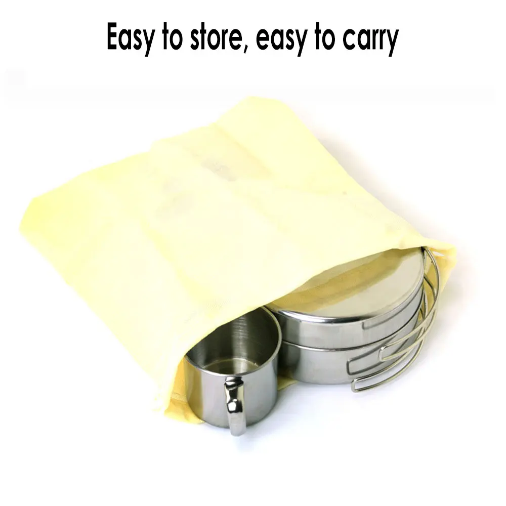 Hike Tool Cooking Picnic Pot Tableware Stainless Steel Silver Suit Survival Outdoor Pot 8pcs Bowl Camping Cookware Strong Camp
