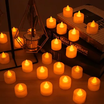 

24pcs Home decoration lamp Night light Led Candle White Light Decoration Candle Light round white shell yellow light flashing