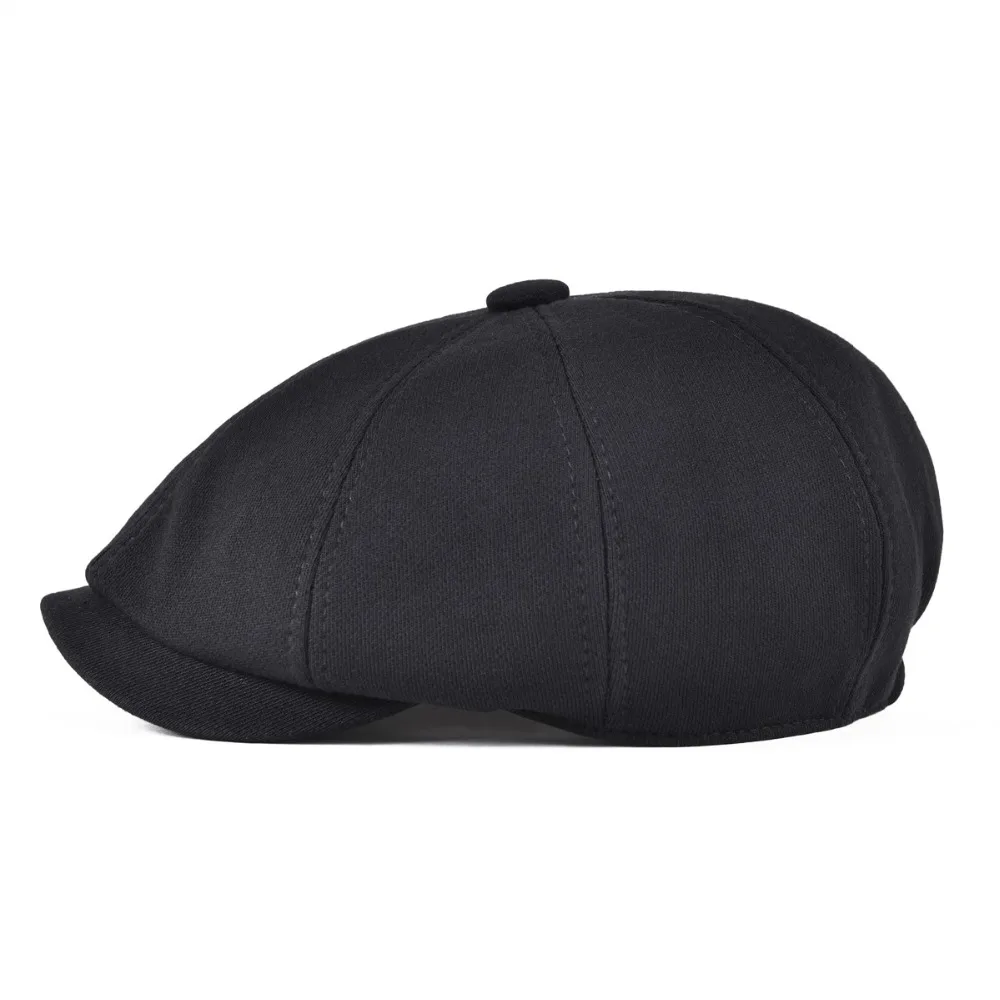 VOBOOM Big Size Cotton Men Women Black Flat Ivy Beret Cap Soft Solid Color Boina Driving Cabbie Hat Adjustable Newsboy Caps 321