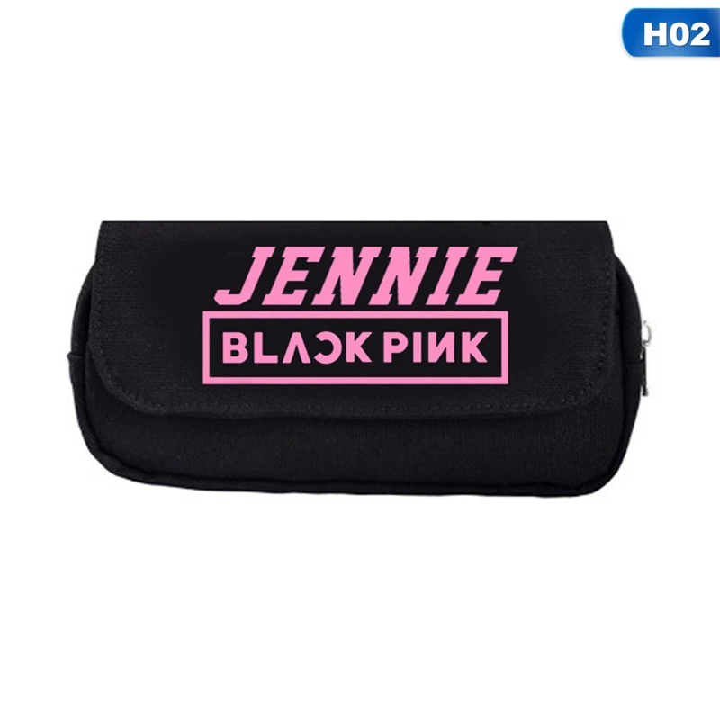 Kpop Черный Розовый пенал из ткани детские школьные принадлежности канцелярские сумки для хранения JISOO/JENNIE/Rose/Lisa пенал - Цвет: H02