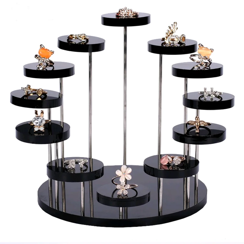 Multi-Layer Acrylic Ring Display Stand Earring Jewelry Holder Rack Gemstone Showcase Mini Anime Action Figure Storage Shelf acrylic display stand doll display holder knife display stand jewelry storage rack car model display holder sword display rack glasses display rack
