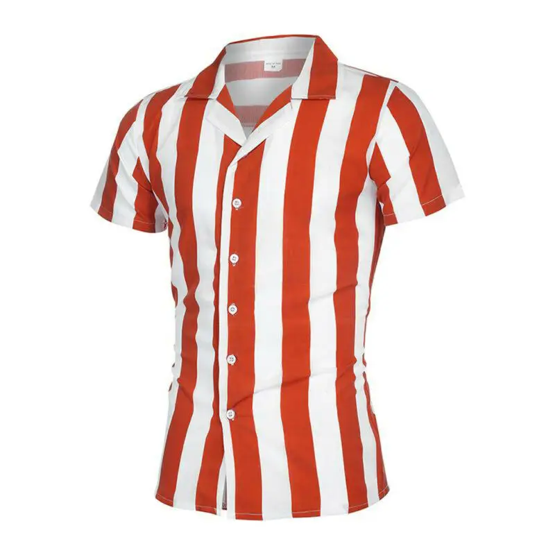 Fashion men striped Shirt Luxury Men's Slim Fit Shirt Short Sleeve Stylish Formal Casual Tee Tops blusa masculina