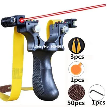 

New resin slingshot laser aiming slingshot with flat rubber band outdoor hunting shooting slingshot set 2019