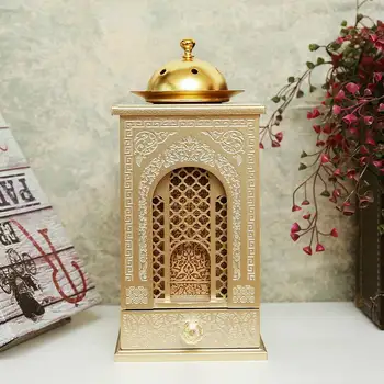 

Square Incense Burner Holder Metal Wood Furnace Burner Handmade Ornament Home Decoration Ramadan Islam Style