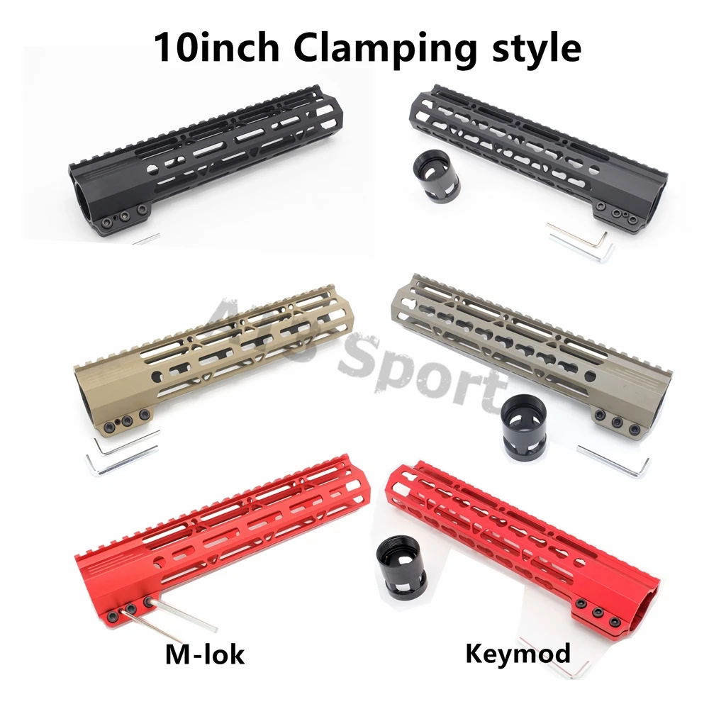 10inch Keymod/Mlok Black/Red/Tan Slim Clamping Style Handguard Rail Free Floating Mount System Fit .223 Rifle AR-15 | Спорт и