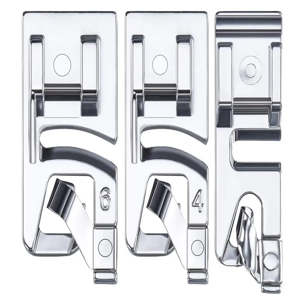 

3PC 3/4/6mm Domestic Sewing Machine Foot Presser Foot Rolled Hem Feet For Brother Singer Sewing Accessories