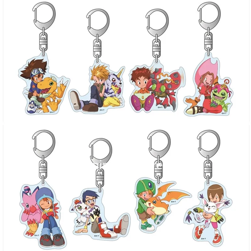 Anime Digimon Keychain Figure Doll Acrylic Pendant Keyring Collectible Gift