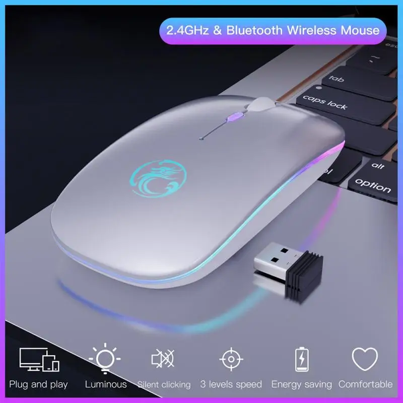 9 типов 2 4 Ghz беспроводная мышь Bluetooth игровая RGB компьютерная Бесшумная 1600 DPI для ПК
