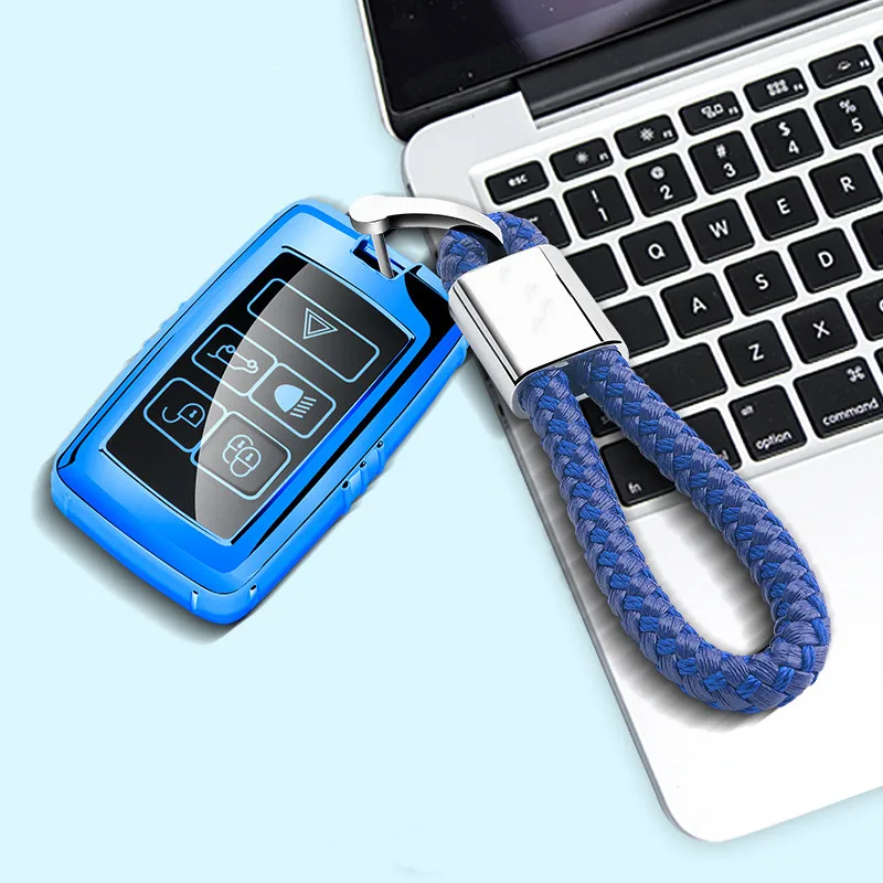 

Soft TPU Car Key Cover Case with Keychain For Land Rover 2018 2019 New Range Rover Sport Velar Discovery 5 Jaguar E-PACE