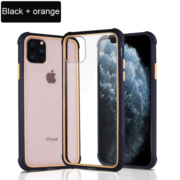 black orange Для Apple iphone 11 Чехол Жесткий PC+ силиконовый прозрачный тонкий матовый защитный чехол на заднюю панель для iphone 11 Pro Max iphone 11 - Цвет: black orange