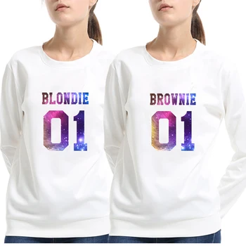 

New Funny Sweatshirts Women Autumn Gray Brownie 01 Best Friends Print Hoodies Tumblr BBF Long Sleeve Shirt