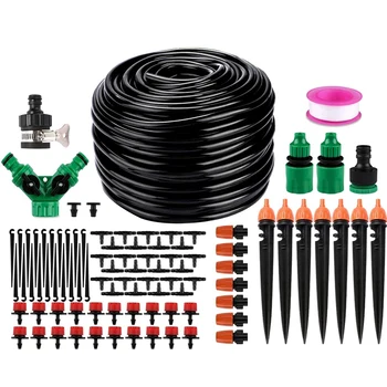 

Drip Irrigation, 40M Garden Irrigation Adjustable Automatic Micro-Irrigation Kit, 1/4 inch Distribution Pipe (40M)
