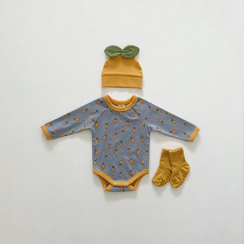 Cute Baby Bodysuit Set Lemon Print Baby Clothes