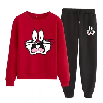 

tl192 Surprised face Casual Set 2020 Spring Autumn New women and Men's Sportswear Hoodies+Pants 2PCS Sets Street Tracksuits