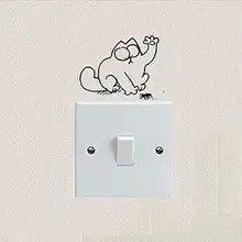 Кошка наклейки на выключатель поколение резные крутые наклейки на стену гостиная спальни дивана стены настраиваемые MU3320