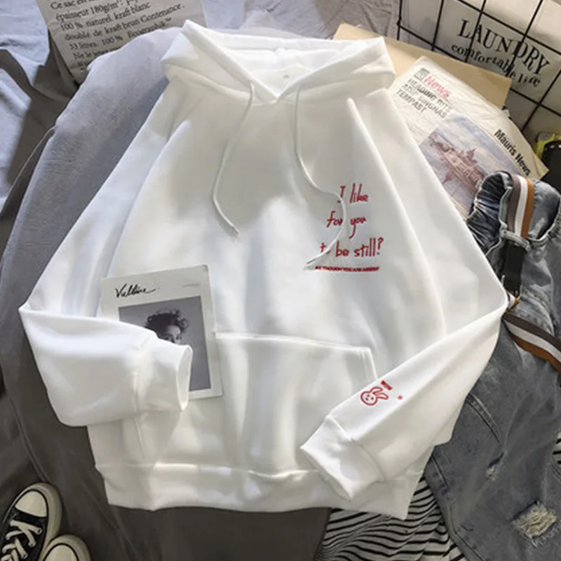 White Женская толстовка с капюшоном, толстовка, Женская Повседневная Толстовка, одежда, уличный трикотаж, куртка, спортивный костюм, Harajuku, пуловер, толстый, свободный - Цвет: White