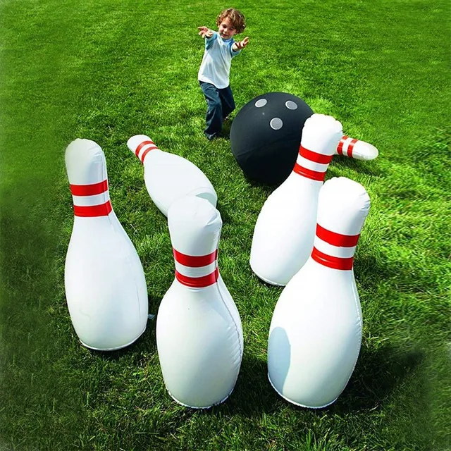 US $60.66 Giant Inflatable Bowling Set Huge 40 Inch Pins And Extra Big 24 Inch Ball Great On Lawn And Yard In