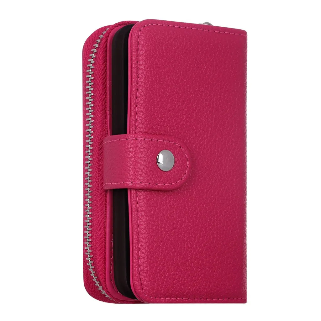 Litchi серии зерна удобный чехол для телефона чехол для мобильного телефона для Iphone5/5S/5SE женский кошелек длинный кошелек из искусственной кожи клатч - Цвет: Hot Pink
