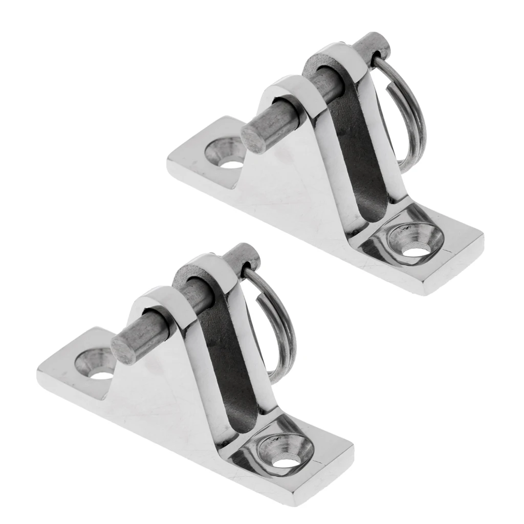 2 Pieces 316 Stainless Steel Boat Bimini Top Deck Hinge Fitting 90 Degree with Quick Release Pin