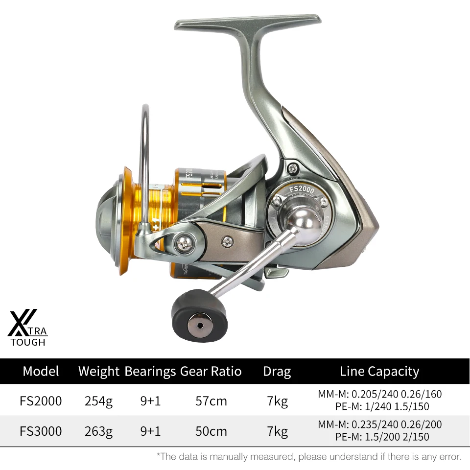 TSURINOYA Long Casting Spinning Fishing Reel FS 2000 3000 5.2:1