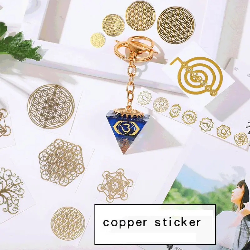 40Pcs Sacred Round Geometric Copper Orgonite Sticker Flower Life Tree DIY Energy Tower Pyramid Material Epoxy Resin Craft | Украшения и