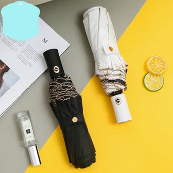 

High quality Male Creative Umbrella with Lace Embroidery Women Automatic Three -folding Clear Umbrella Paraguas for Lady