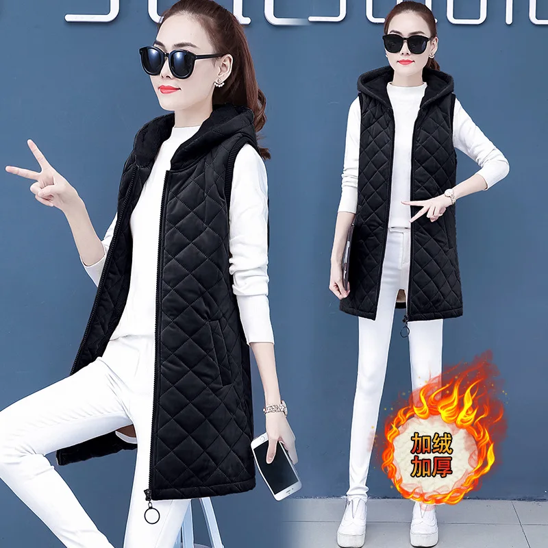 

Waistcoat Coat Women's Autumn And Winter Outer Wear Mid-length Brushed And Thick 2019 New Style Korean-style Slimming Fashion We