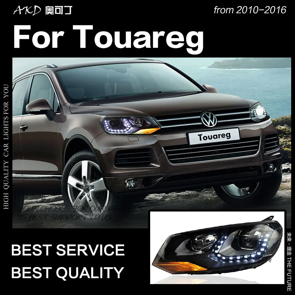 АКД стайлинга автомобилей для VW Touareg светодиодный фар 2011 2015 DRL Hid вариант фара