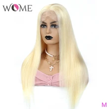 WOME бразильские прямые волосы парики 613 медовый блонд 360 фронтальные человеческие волосы парики для женщин 150% плотность Remy 360 кружевные парики