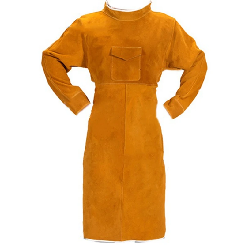 Promotion! 85CM Welding Apron with Sleeves Leather Welder Cowhide and Refractory Adjustable Size |